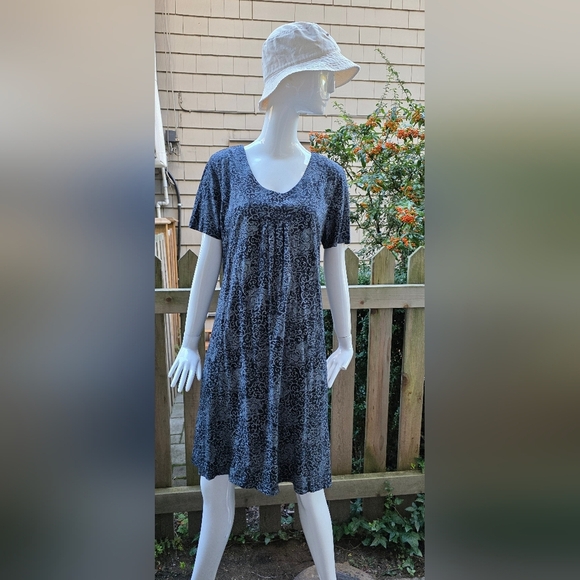 Fresh Produce Black,Grey & Blue Short Sleeve Cotton Dress. Xl - Picture 1 of 13